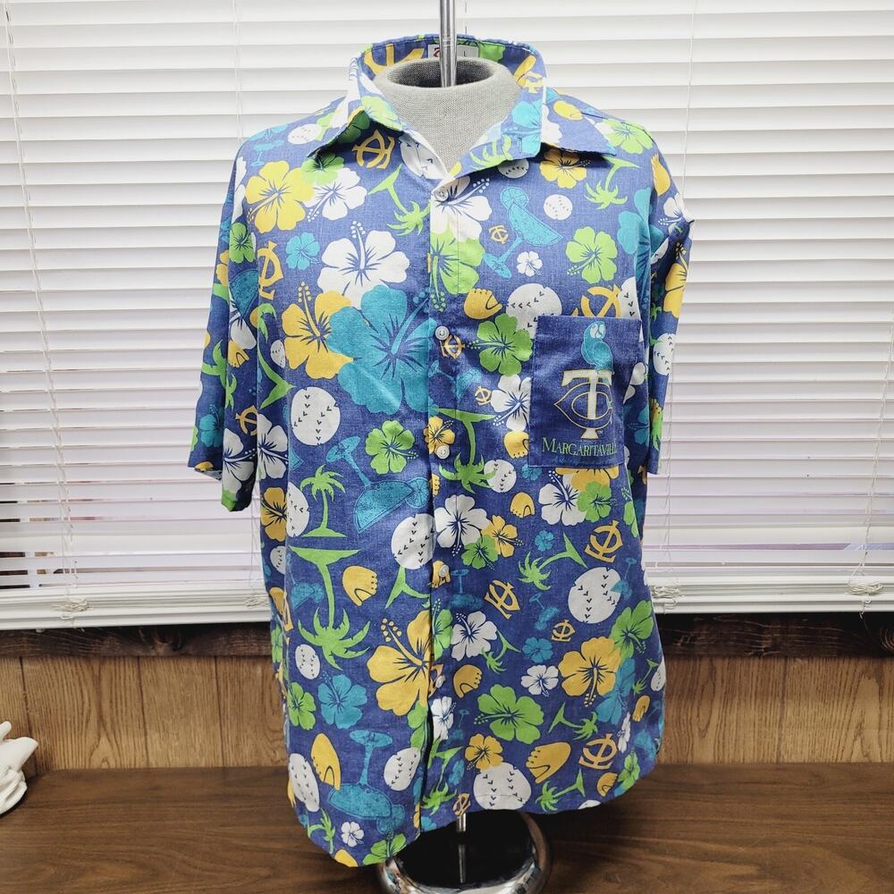 Minnesota Twins MLB Baseball Margaritaville Shirt Hawaiian Night 2018 Mens Large